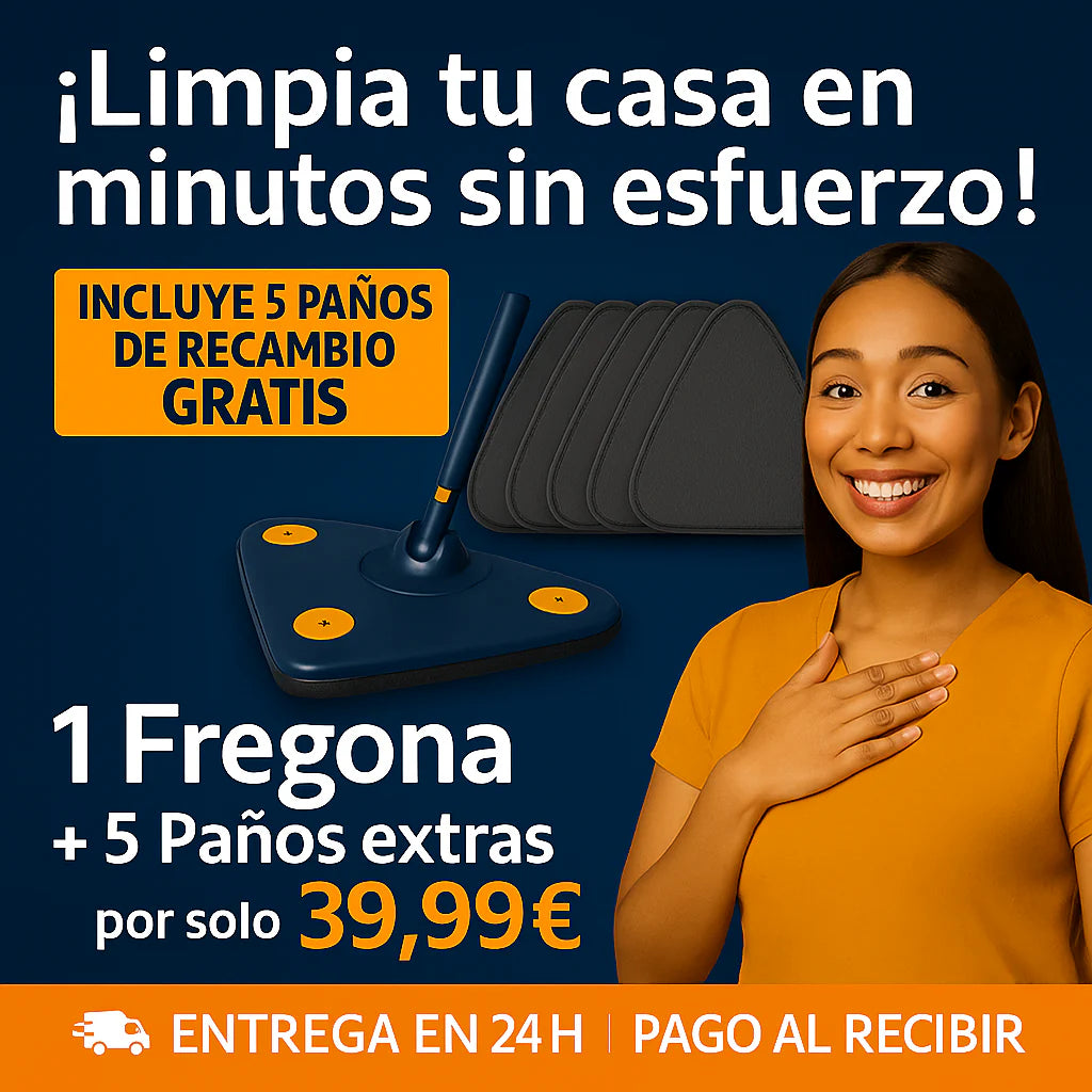 SuperMop® - Fregona 360º autoescurrible + Kit de Recambios Grátis [SOLO HOY]