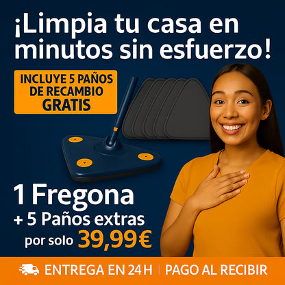 SuperMop® - Fregona 360º autoescurrible + Kit de Recambios Grátis [SOLO HOY]